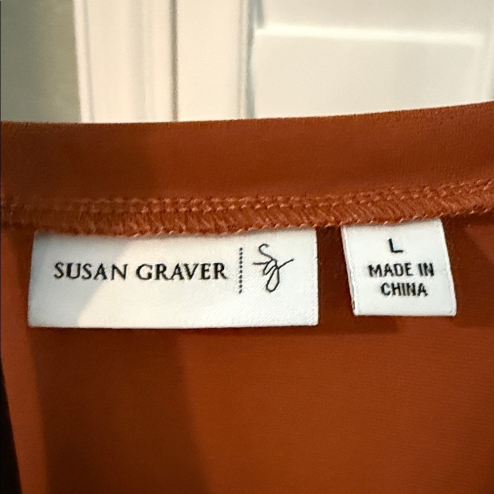 Susan Graver Burnt Orange V-Neck Tunic - Picture 3 of 4